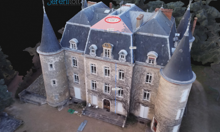 Métré de toiture d'un château par drone à Chalon sur Saône